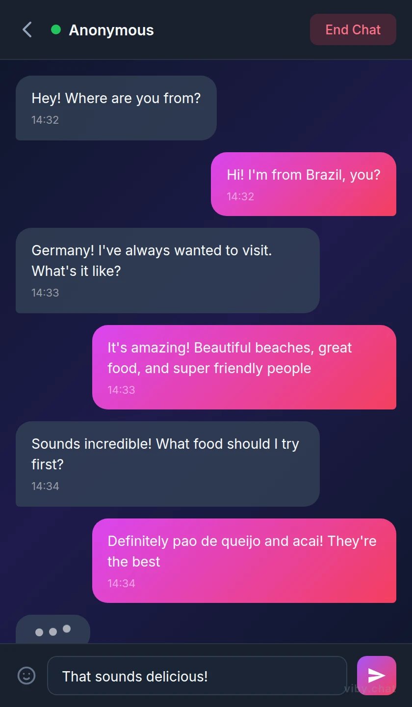 anonymous chat mobile view