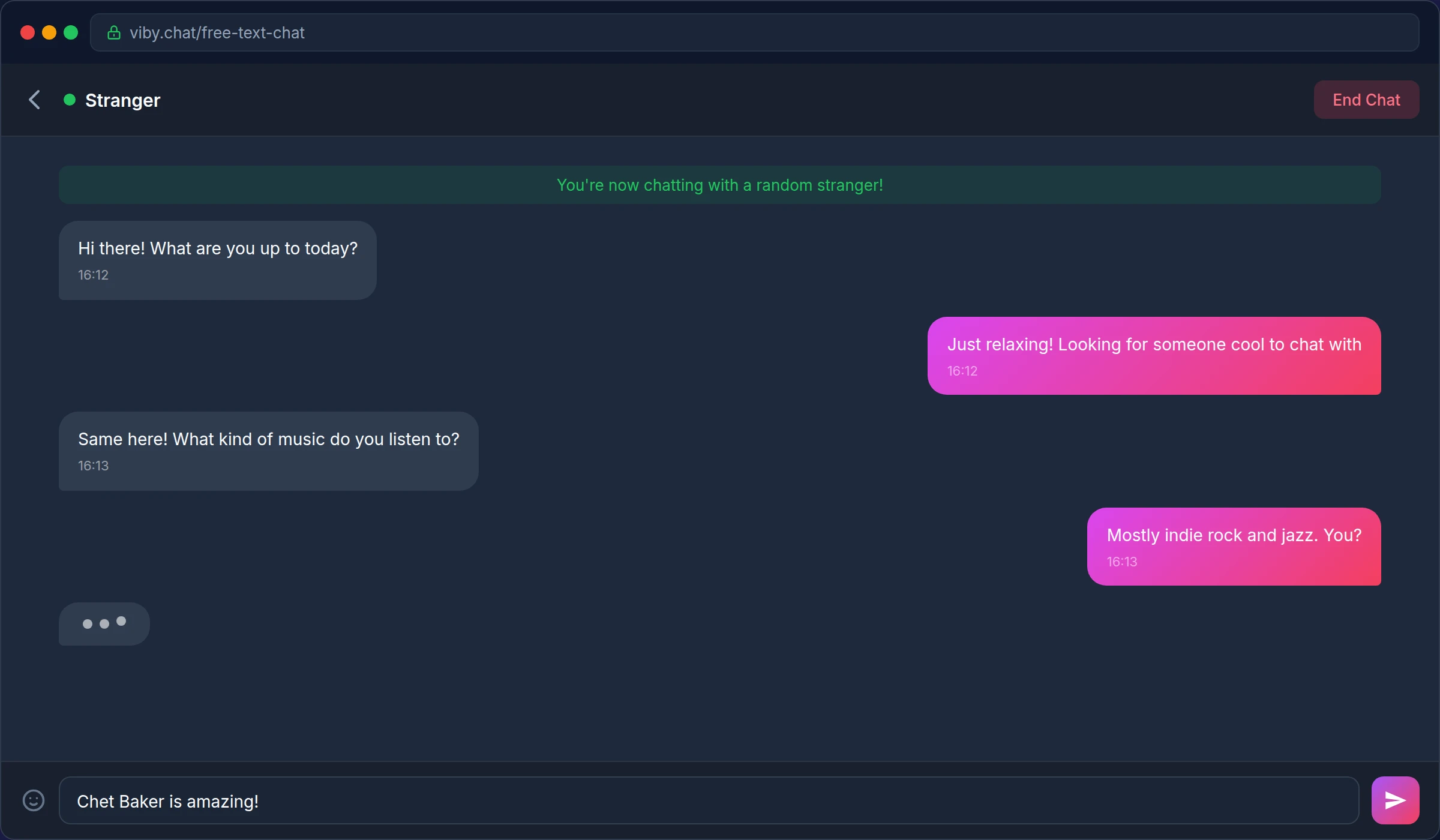 free text chat desktop view