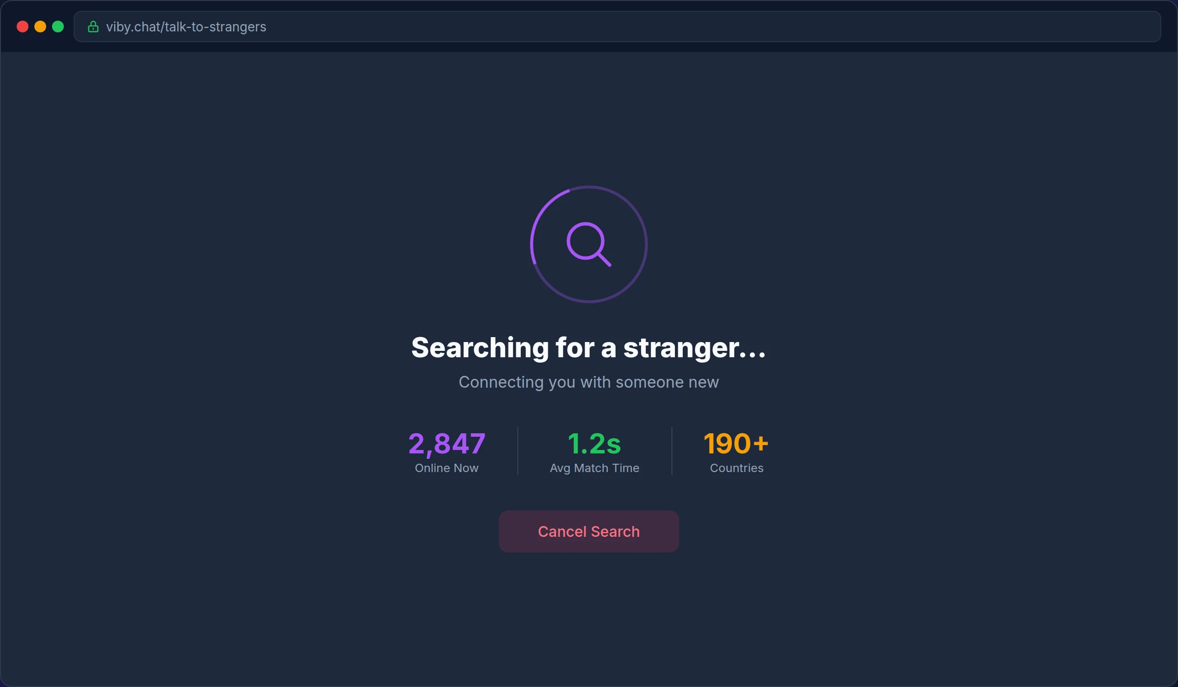 talk to strangers desktop view